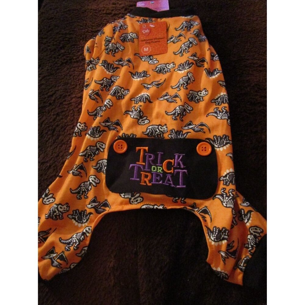 Pet Central Halloween Dinosaur Dog Pajamas Orange Medium M